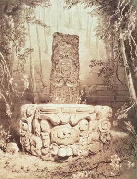 Mayan temple, Honduras (engraving)