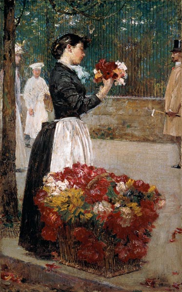 La vendeuse de fleurs à Frederick Childe Hassam