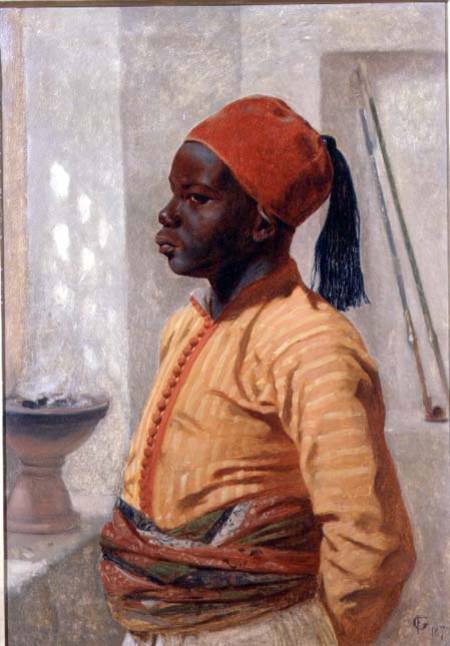 Half Length Portrait of an Arab Boy à Frederick Goodall