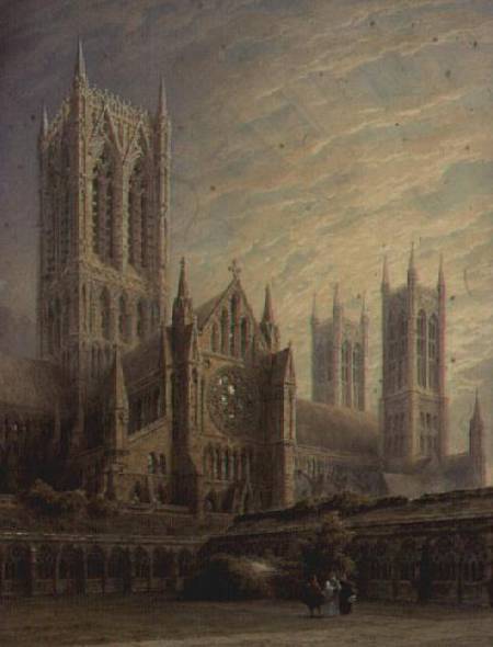 Lincoln Cathedral from the Cloisters à Frederick Mackenzie