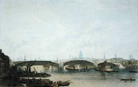 A View of the Southwark Bridge as it appeared in May 1818, engraved by W. Bennett after a drawing of à Frederick Nash