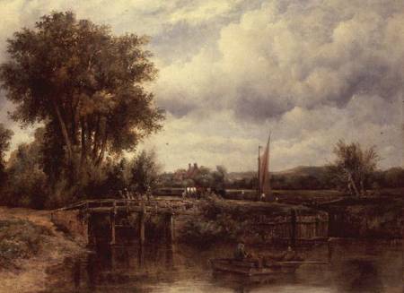 The Lock at Dedham à Frederick Waters Watts