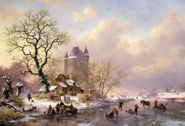 Winter Landscape with a Castle à Frederick Marianus Kruseman