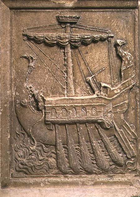 Plaque representing a quinquereme, a ship with five banks of oars à Frederico (Fiori) Barocci