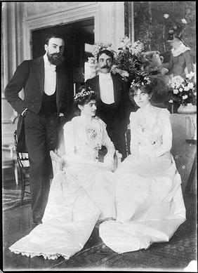 L-R: Ernest Rouart (1874-1942) and his wife Julie Manet (1878-1967), Paul Valery (1871-1945) and his