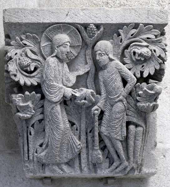 God telling Adam to work the land, original capital from the cathedral nave à École française