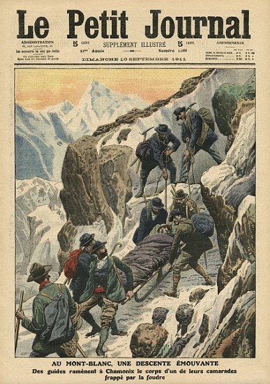 A moving descent down the Mont Blanc, illustration from ''Le Petit Journal'', supplement illustre, 1 à École française