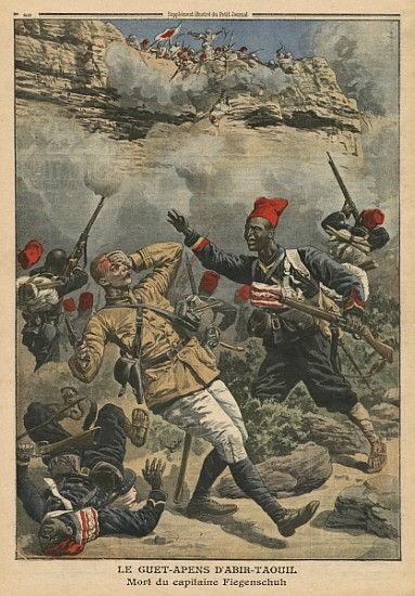 Ambush at Abir-Taouil, death of Captain Fiegenschuh, illustration from ''Le Petit Journal'', supplem à École française