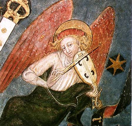 Angel musician playing a viol, detail from the vault of the crypt à École française