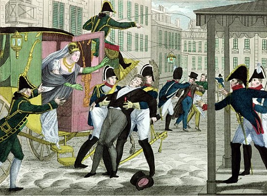 Assassination of Charles-Ferdinand of France (1778-1820) Duke of Berry, Louis Louvel, in front of th à École française