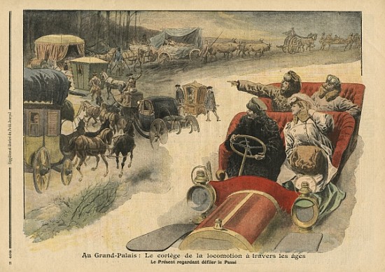 At the Grand Palais, history of locomotion throughout the ages, illustration from ''Le Petit Journal à École française