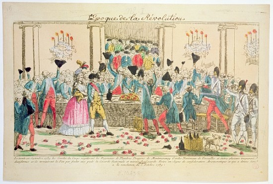 Banquet given on 1 October 1789 at the Versailles Opera House the King''s bodyguards to welcome the  à École française