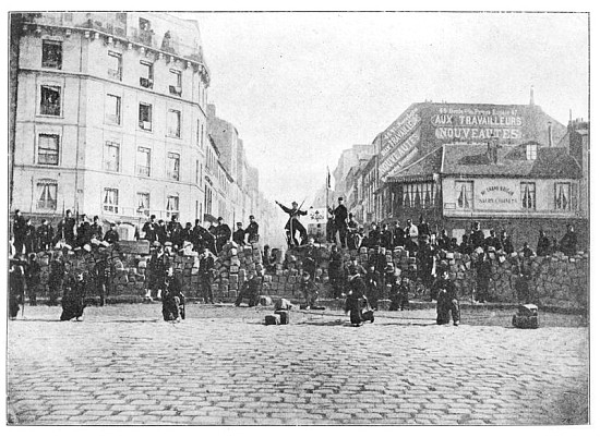 Barricade at the Faubourg Saint-Antoine during the Commune, 18th March 1871 à École française
