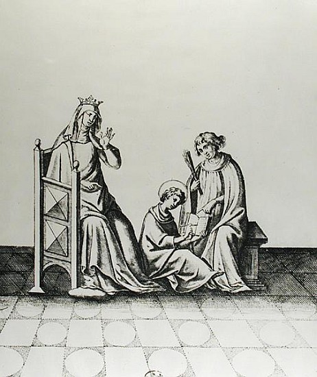 Blanche de Castille (1188-1252) Queen of France and her Son Louis at his Studies à École française