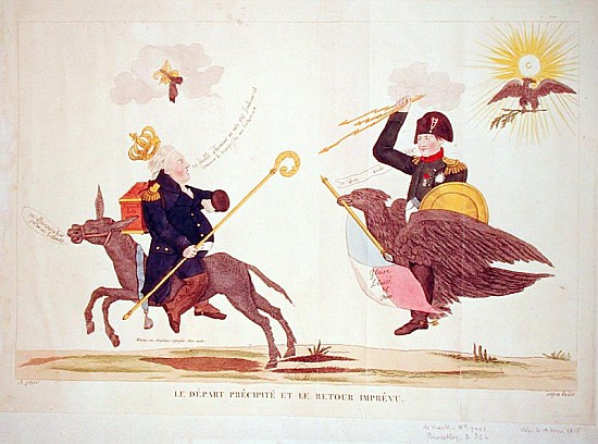 Caricature of the ''Hundred Days'', The Hasty Departure and the Unexpected Return à École française