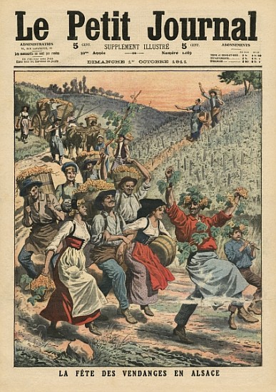 Celebrating the wine harvest in Alsace, illustration from ''Le Petit Journal'', supplement illustre, à École française