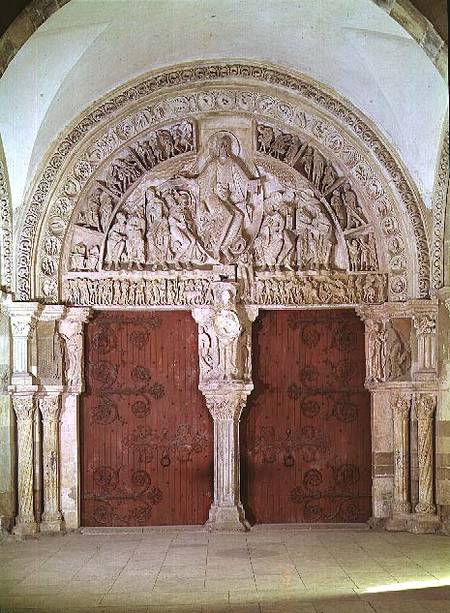 Central Portal in the Narthex of the Church of Sainte-Madelaine, with relief of the Pentecost in the à École française