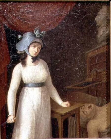 Charlotte Corday (1768-93) and the Assassination of Jean Paul Marat (1743-93) in his Bath à École française