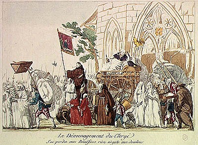 Clergy Leaving the Church after the Sale of Church Property à École française