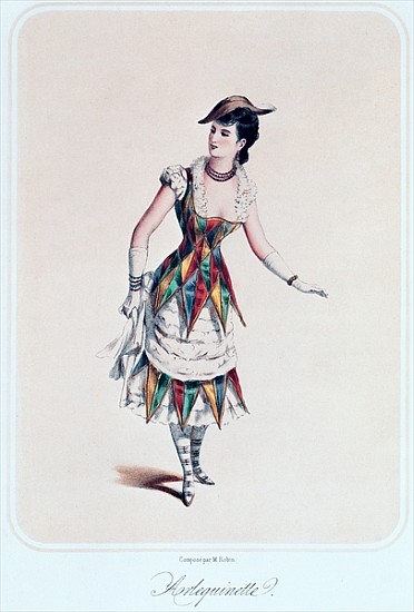 Costume design for a female harlequin, c.1880 à École française