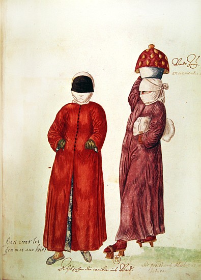 Customs and costumes of the eastern countries and differing states of dress - women going to bathe à École française