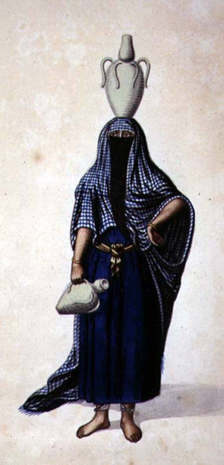 Egyptian Woman Carrying an Ibrik Water Pot, probably by Cousinery, Ottoman period à École française