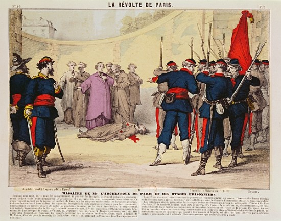 Execution of the Archbishop of Paris, Monseigneur Darboy, during the Paris Commune à École française