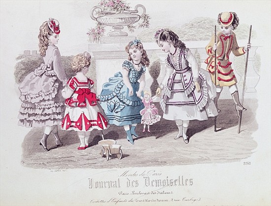 Fashions for Girls, from ''Journal des Demoiselles'', published Dupuy, Paris à École française