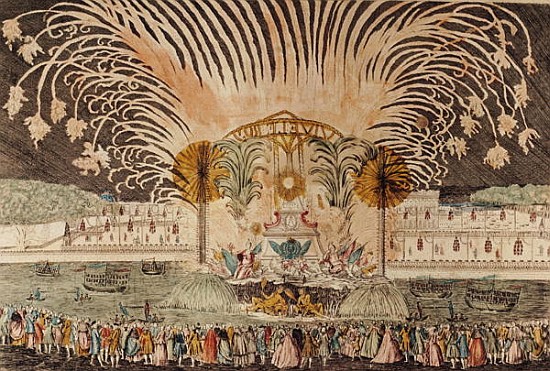 Firework Display in the Place Louis XV on the Occasion of the Dedication of the Equestrian Statue of à École française
