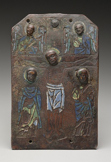 Fragment of a plaque from a reliquary chasse depicting the crucifixion, 1175/1200 à École française