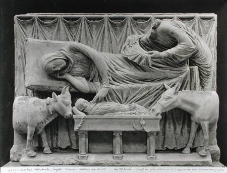 Fragment of the rood-screen depicting the Nativity, from the Crypt à École française