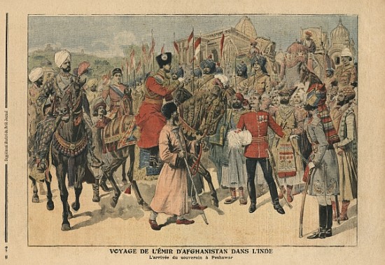 Habibullah Kahn (1872-1919) Emir of Afghanistan arriving at Peshawar, India, illustration from ''Le  à École française