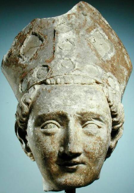 Head of a Bishop Saint c.1320 (limestone) à École française
