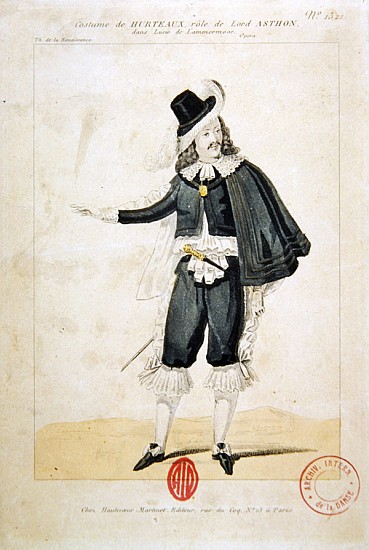 Hurteaux in the role of Lord Enrico Ashton, in the opera ''Lucie de Lammermoor'', Gaetano Donizetti  à École française