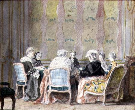 Interior with Ladies Playing Cards à École française