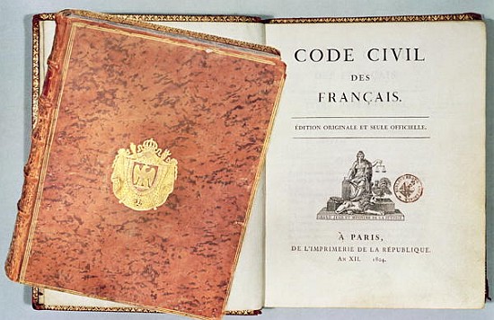 ''Le Code Civil des Francais'', showing the binding and title page, first edition pub. 1804 à École française