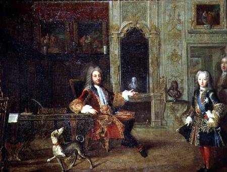 Louis XV (1710-74) and the Regent, Philippe II, Duke of Orleans (1674-1723) in the Study of the Gran à École française