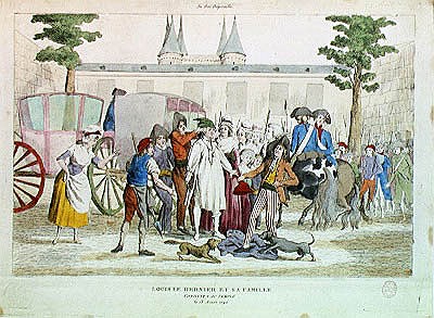 Louis XVI (1754-93) and his family taken to the Temple, 13th August 1792 à École française