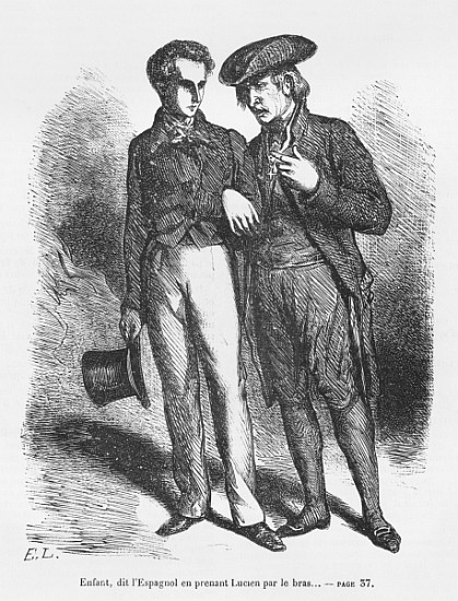 Lucien de Rubempre and Carlos Herrera, illustration from ''Les Illusions perdues'' Honore de Balzac à École française