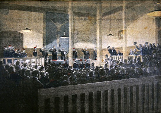 Major Esterhazy court-martialled, reading the decision, illustration from the illustrated supplement à École française