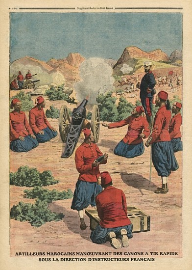 Moroccan artillerymen using cannons under the command of French instructors, illustration from ''Le  à École française