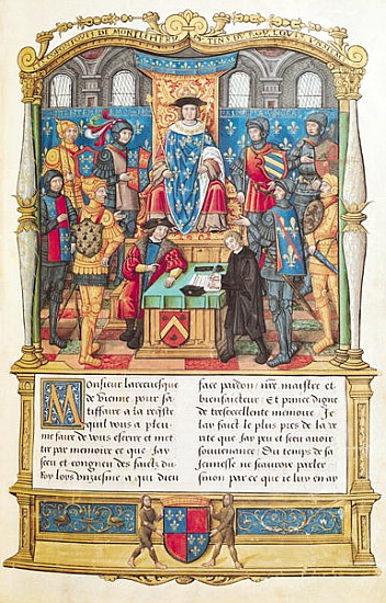 Ms 18 fol 1r Presentation of the Memoirs to Louis XI, from the Memoirs of Philippe of Commines (1445 à École française