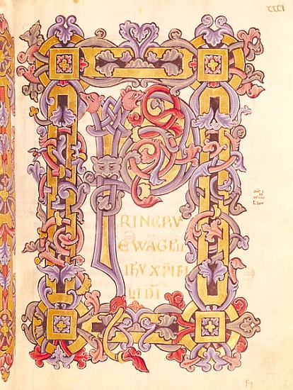 Ms 479 fol.32 Initial ''P'' from ''Les Evangiles de l''Abbaye de Cysoing'' à École française