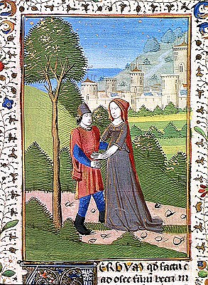 Ms. H7 fol.103v Hosea and the Prostitute, from the Bible of Jean XXII à École française