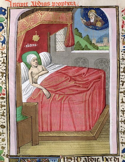 Ms H 7 fol.110v The Vision of Obadiah, from the Bible of Jean XXII à École française
