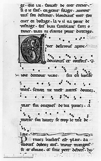Ms.Fr 844 fol.138v Song Blondel de Nesles (late 12th century) à École française