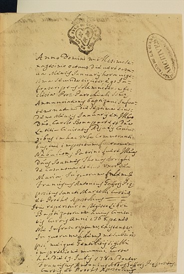 Napoleon''s Birth Certificate à École française