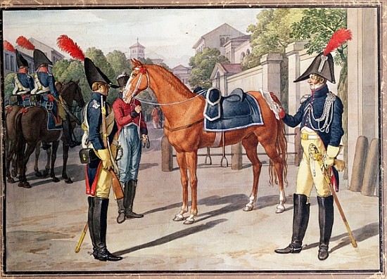 Officer and Guard of the Royal Guard in 1826 à École française