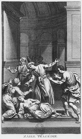 Orosmane killing Zaire, illustration from Act V of ''Zaire'' by Voltaire (1694-1778) à École française