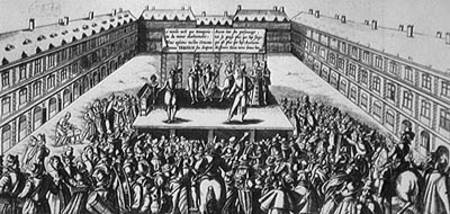 Outdoor Theatrical Performance with Antoine Firard (1584-1633), known as Tabarin, on Stage à École française